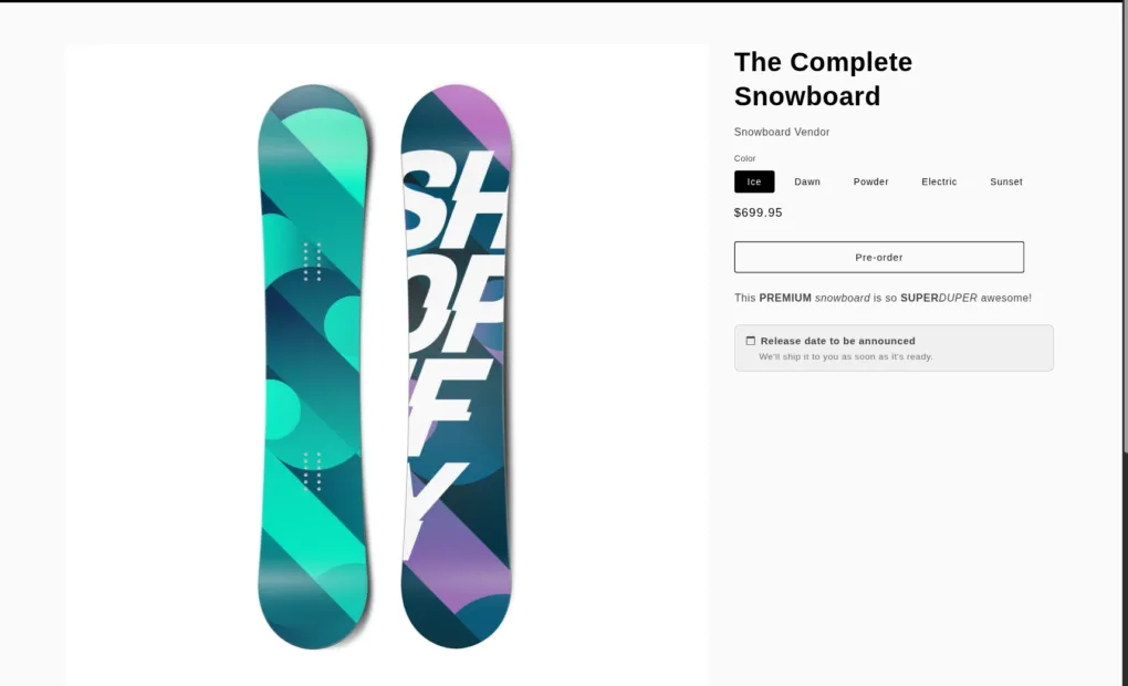 Preorder product page